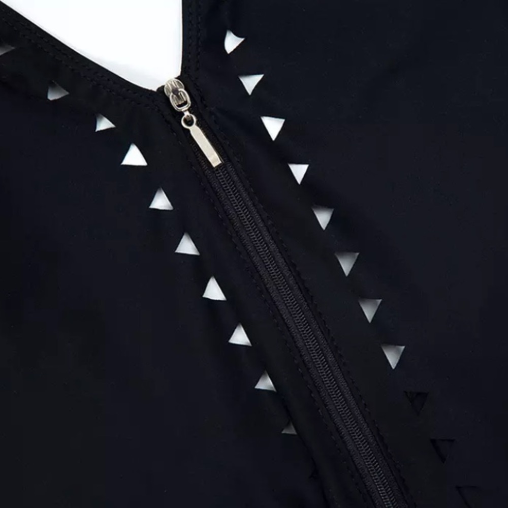 CLEARANCE Black Sexy Cut Out Zipper One Piece Swimsuit - Picture 7 of 8